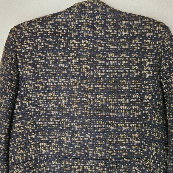 Tweed Moto Jacket Ann Taylor Green & Black Size 10 Business Casual Biker Style - Picture 5 of 10